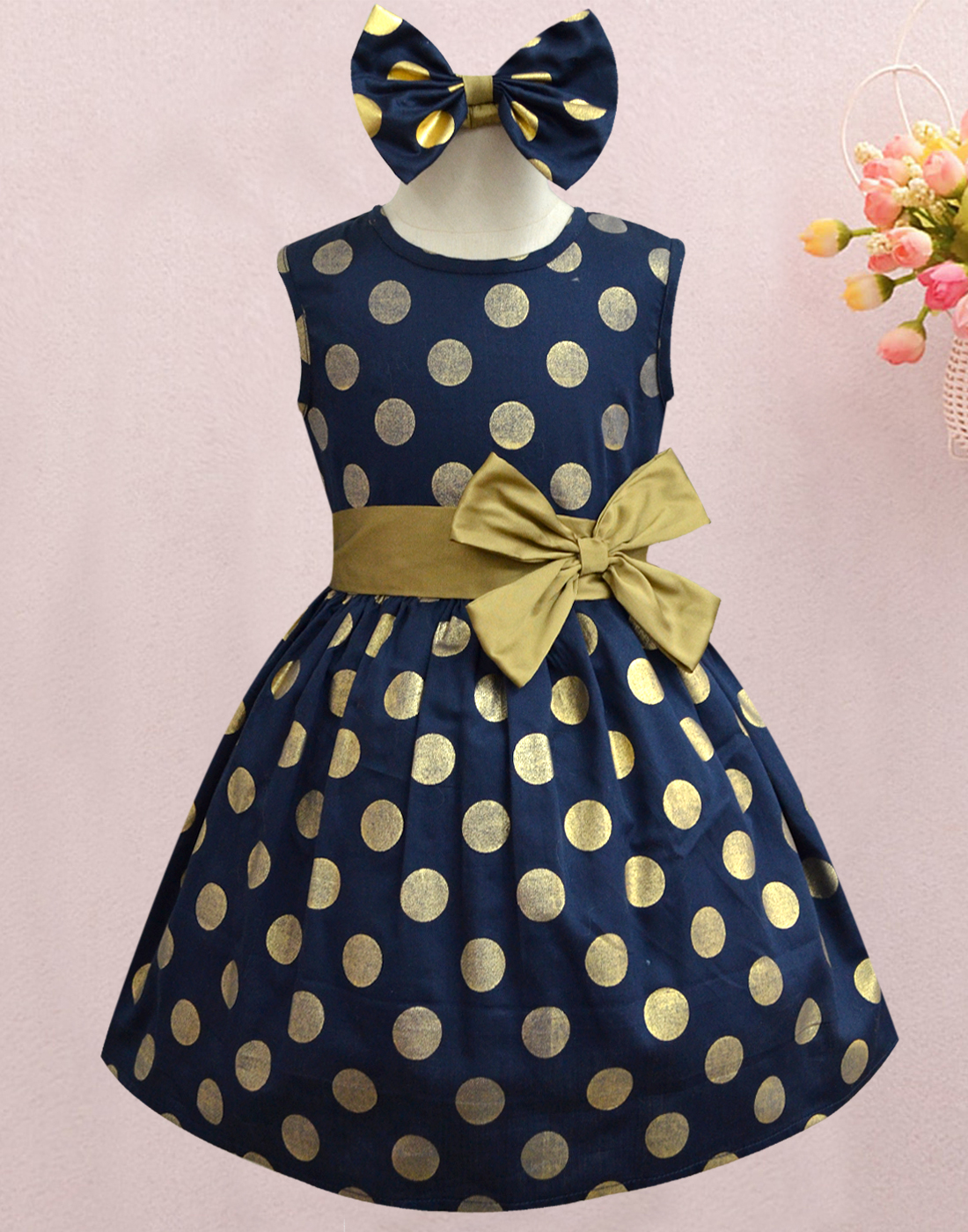 gold polka dot dress