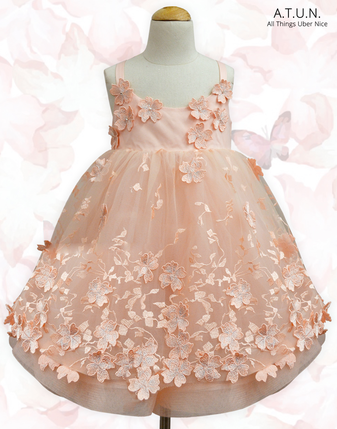 peach puffy dress