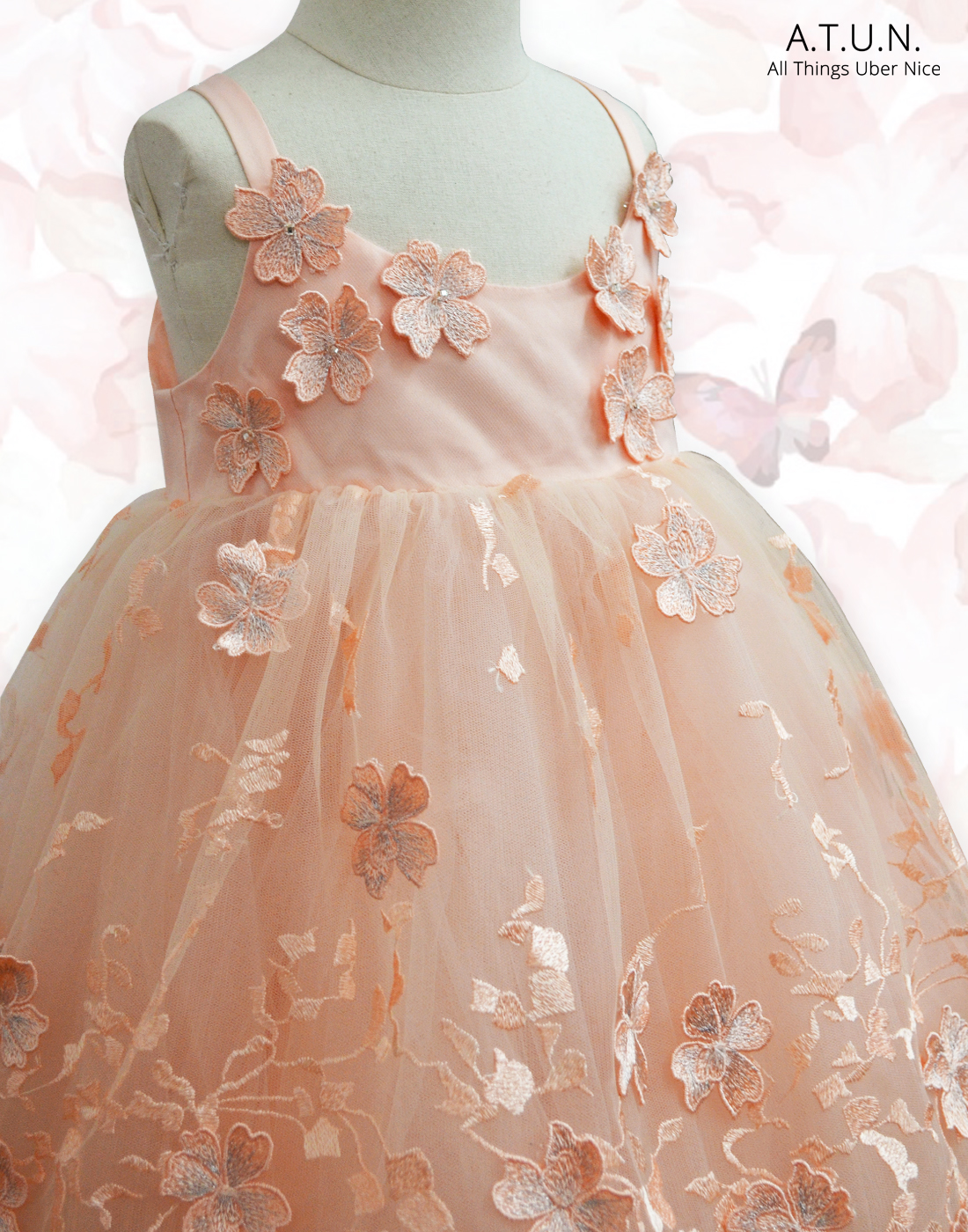 peach puffy dress