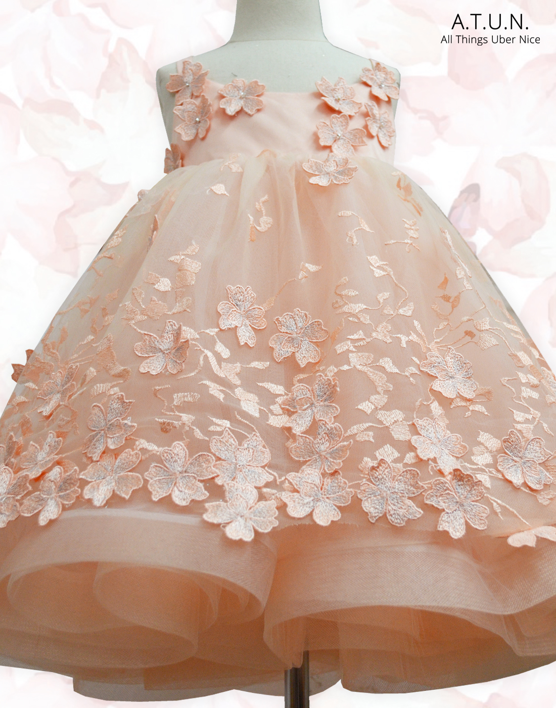 peach puffy dress