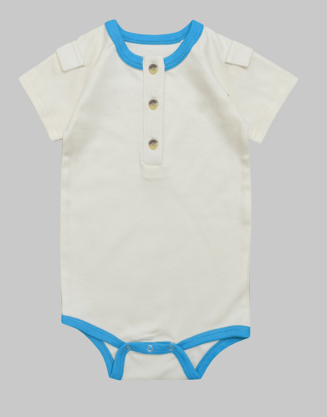 Cream Teal Button-up Flap Bodysuit - A.T.U.N.