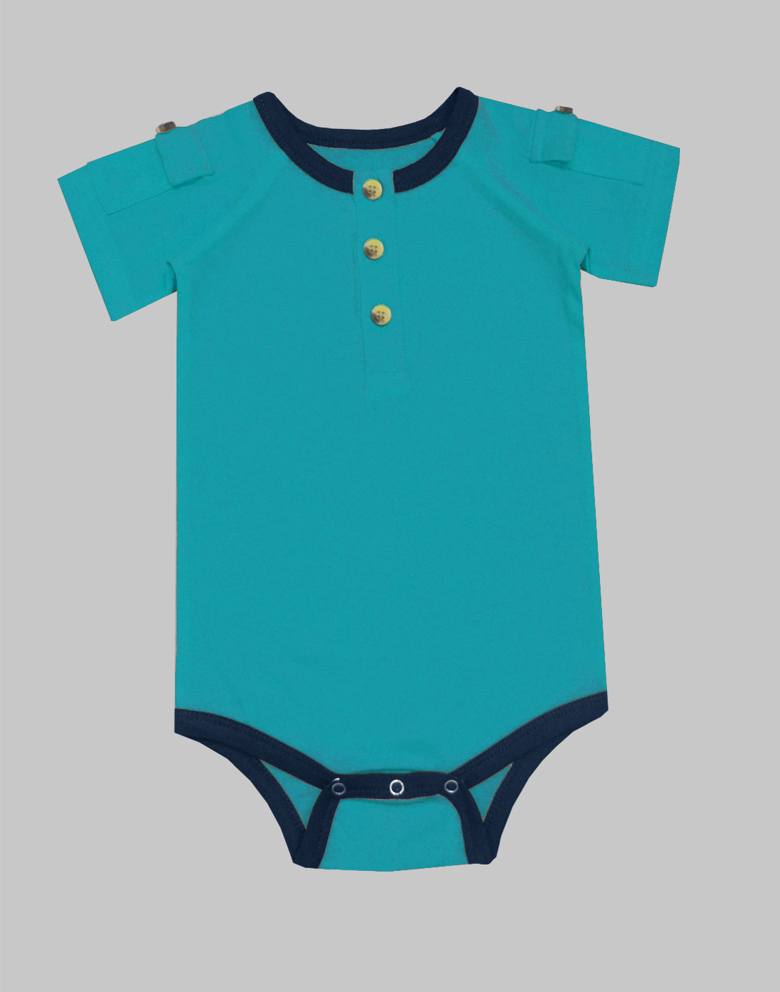 Teal Navy Button-up Flap Bodysuit - A.T.U.N.