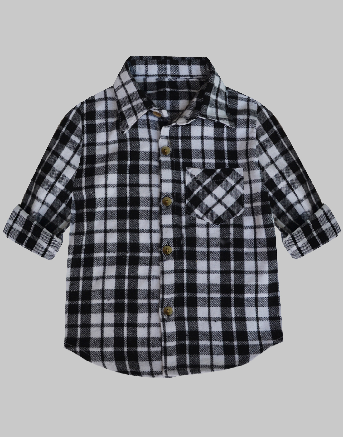 Black Pop Brushed Flannel Boy’s Shirt - A.T.U.N.