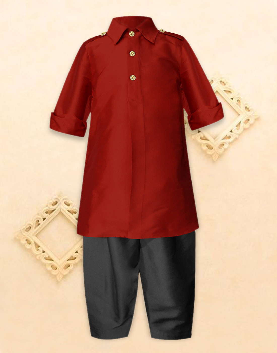 Pathani Kurta-Pajama for kids online in India- Dusty Gray Colored