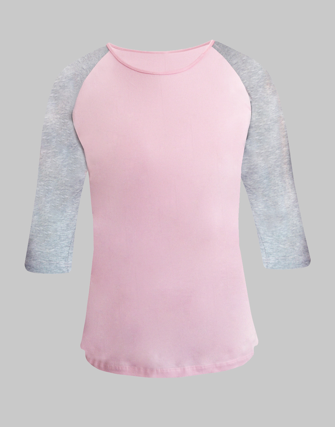 pink and gray raglan shirt