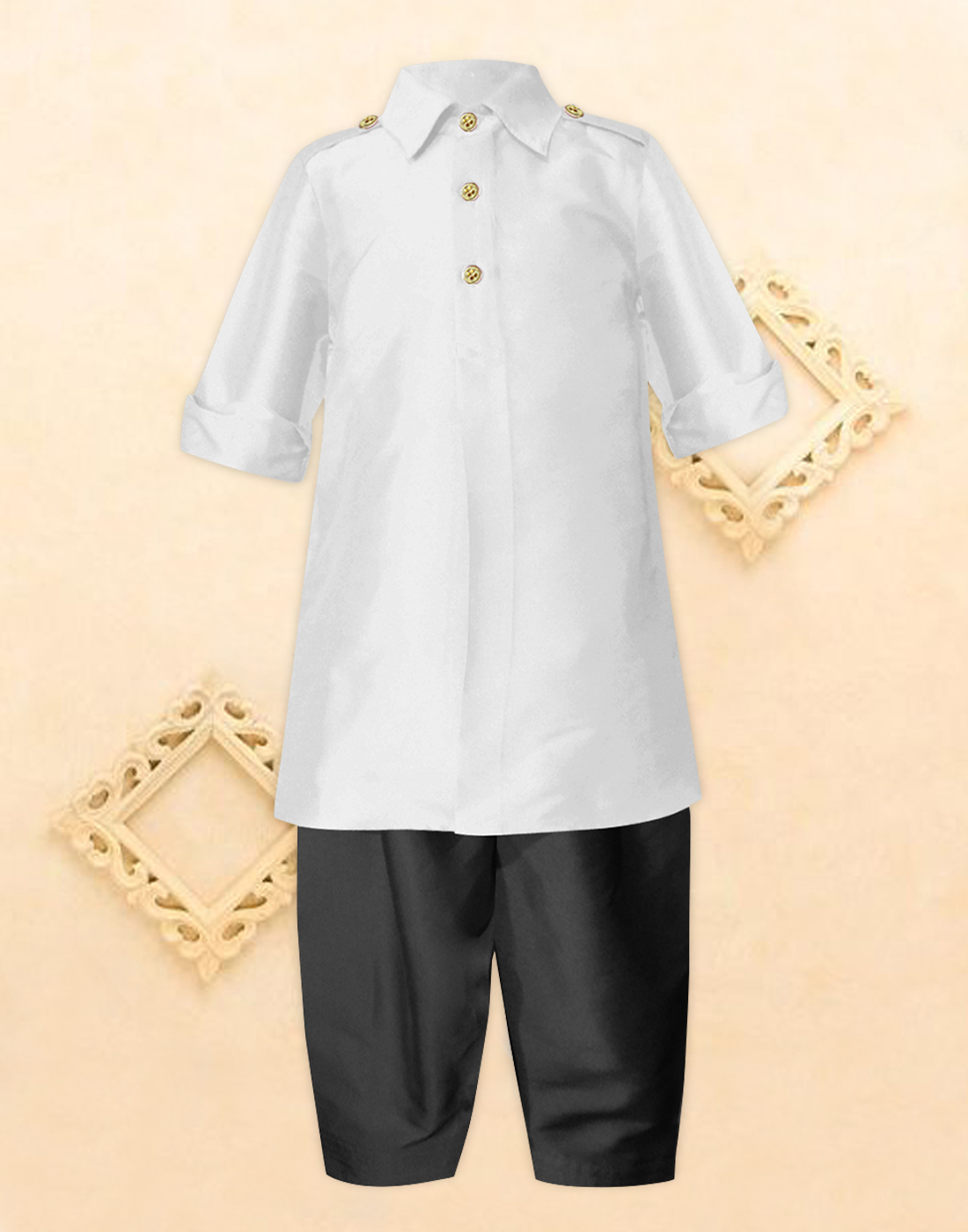 White Black Boy s Pathani Suit A.T.U.N