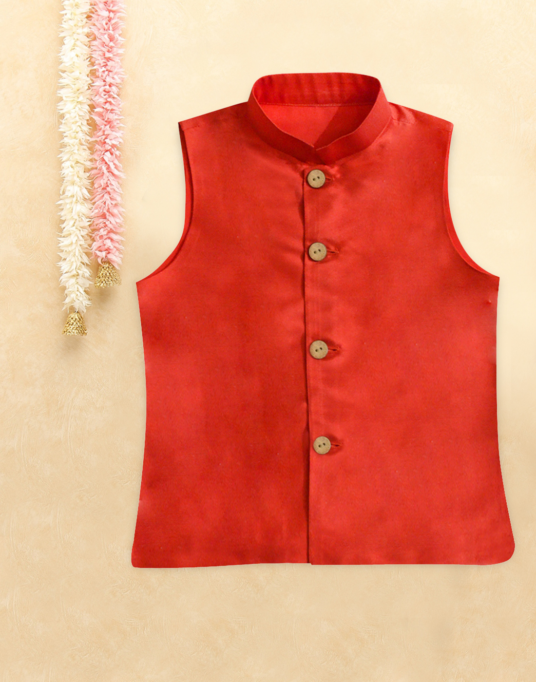 Buy KISAH Woven Men Red Nehru Jacket online