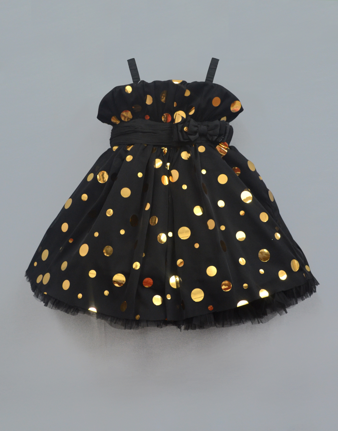 Black Golden Polka Bouquet Party Dress - A.T.U.N.