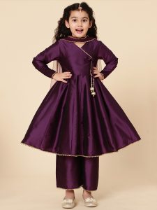 Anarkali set in purple for girls