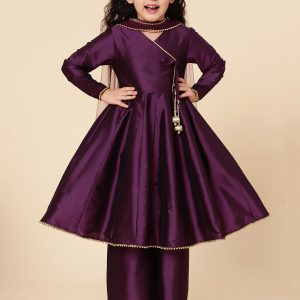 Anarkali set in purple for girls