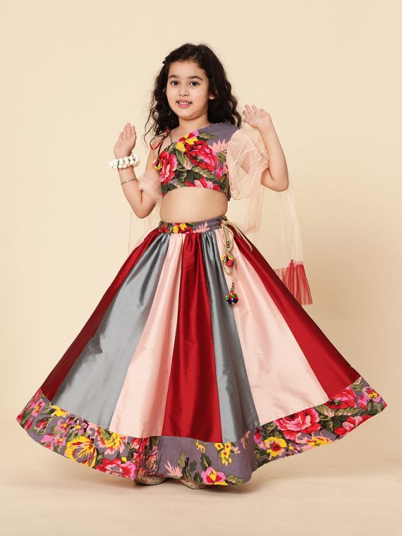 Hot Pink Lehenga with One Shoulder Blouse and attached Drape Dupatta –  AariAmi Boutique