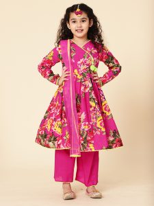 floral Anarkali set in pink