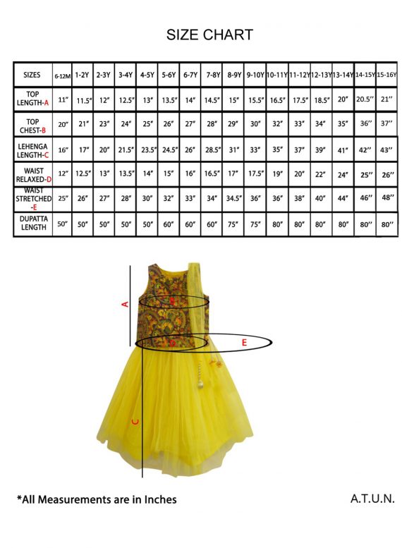 Amazon.com: kaatru Thana Silk Girls Pavadai Set (D43) - Lehenga Choli  (Prince Size Chart) (5-6 Years): Clothing, Shoes & Jewelry