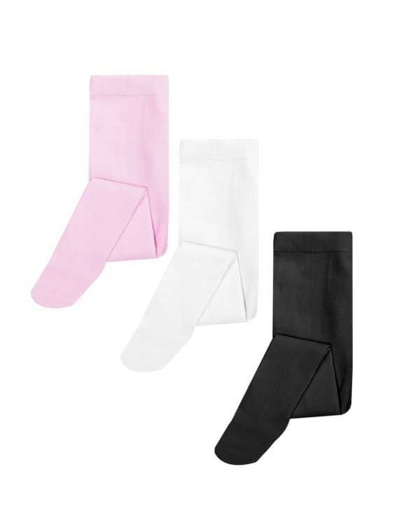 Girls Pink Cotton Knitted Tights