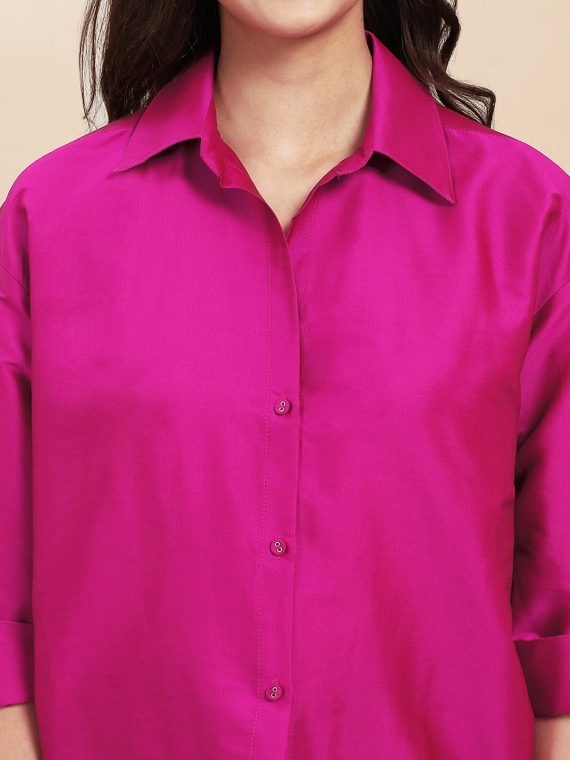 Fuchsia Casual Party Formal Versatile Women's Shirt