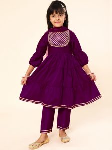 Wine anarkali with pants